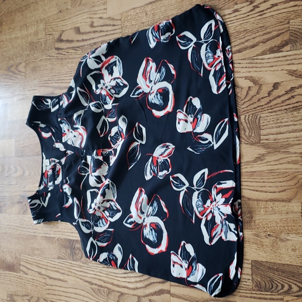 (L) Catherine Malandrino Floral Print Blouse Eyelet Business Casual Occasion